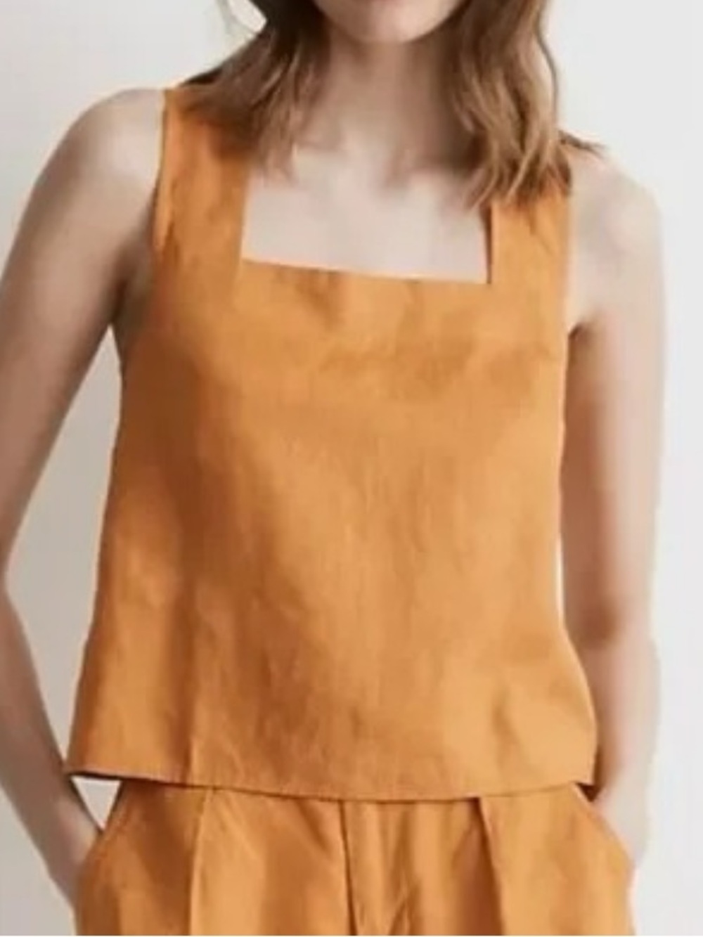 NEW Madewell Linen Square Neck Cross-Back Sleeveless Tank Top